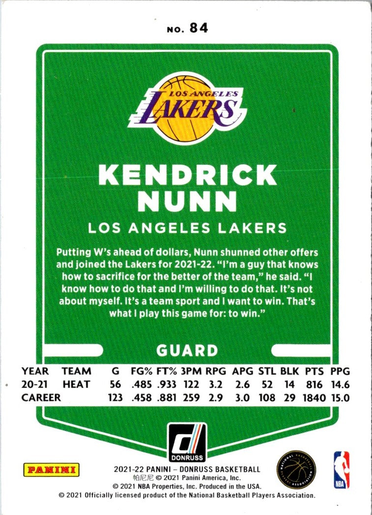 2021 Donruss Kendrick Nunn