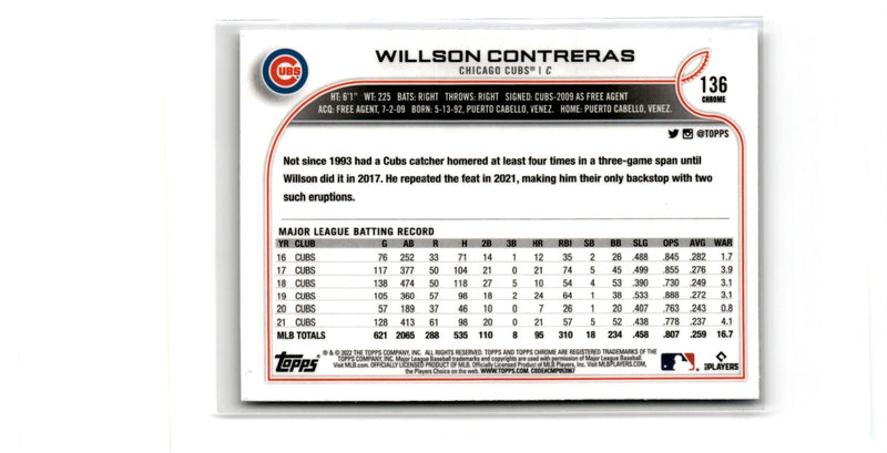 2022 Topps Chrome Willson Contreras