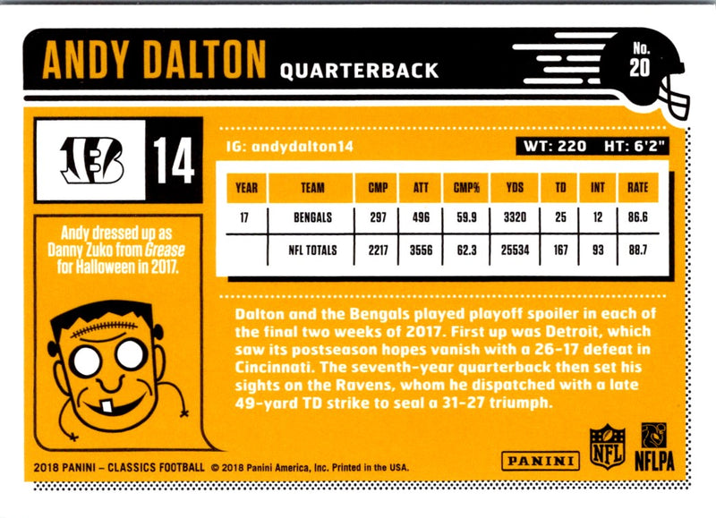 2018 Panini Classics Andy Dalton