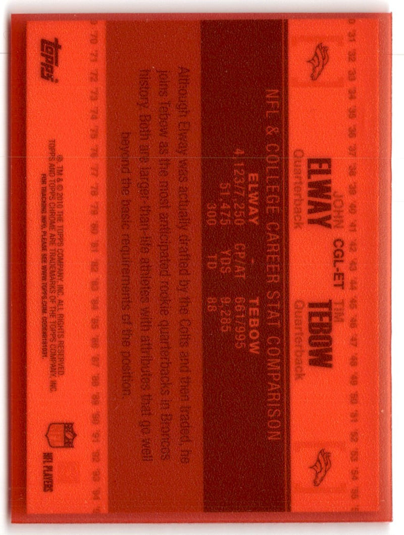 2010 Topps Chrome Gridiron Lineage John Elway/Tim Tebow