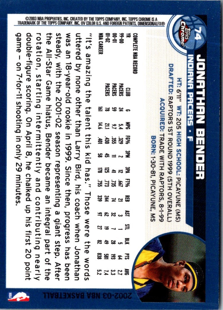2002 Topps Chrome Jonathan Bender