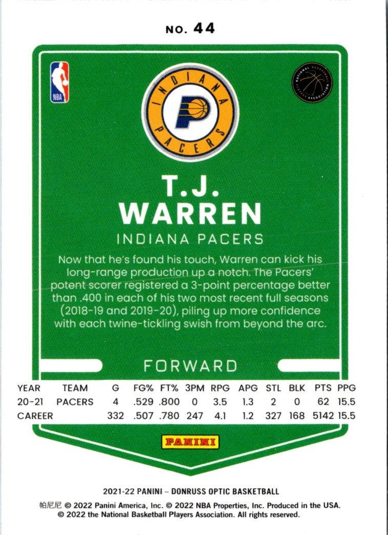 2021 Donruss Optic Blue T.J. Warren