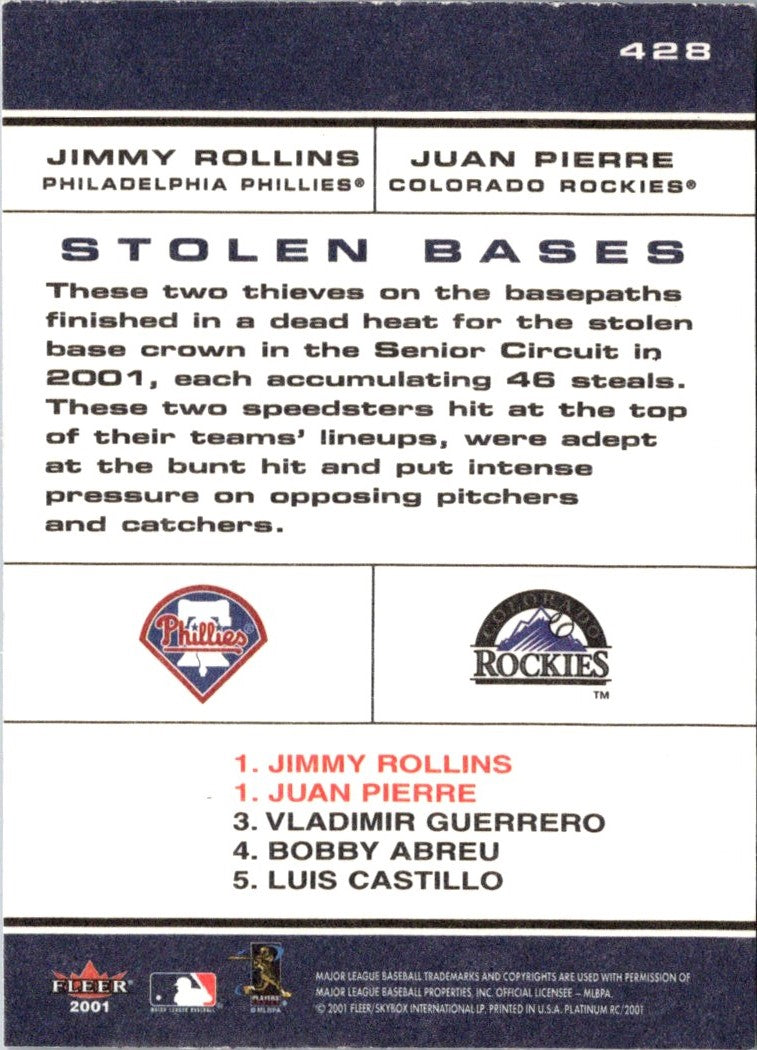 2001 Fleer Platinum Jimmy Rollins/Juan Pierre