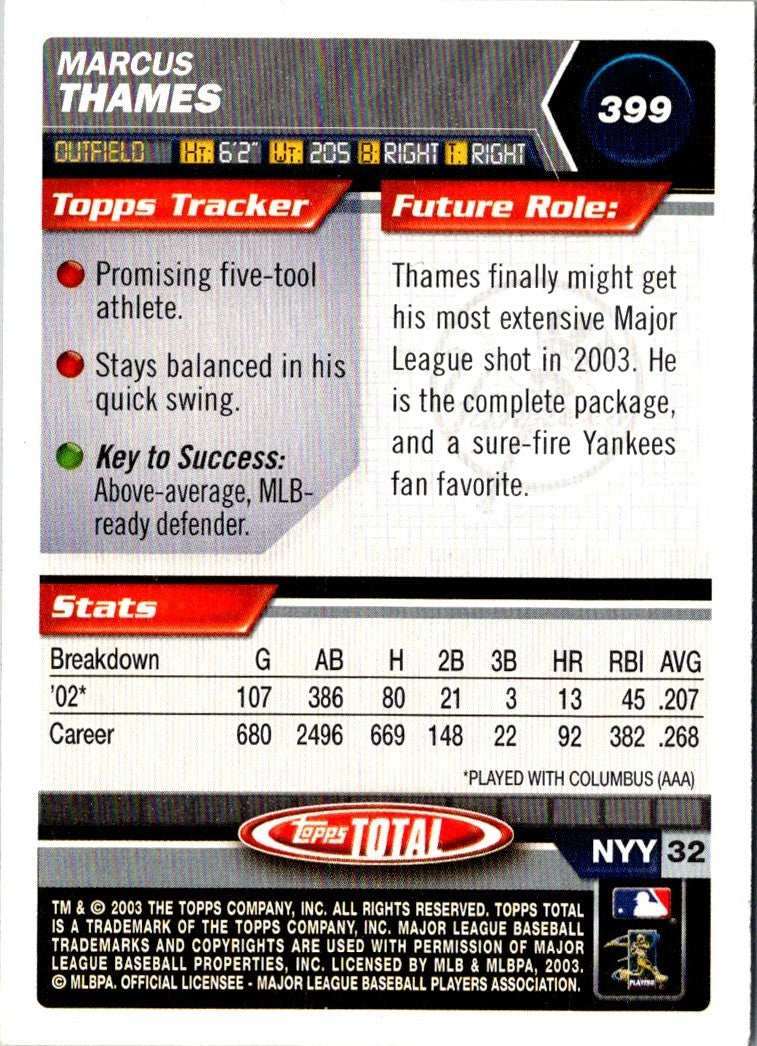 2003 Topps Total Silver Marcus Thames