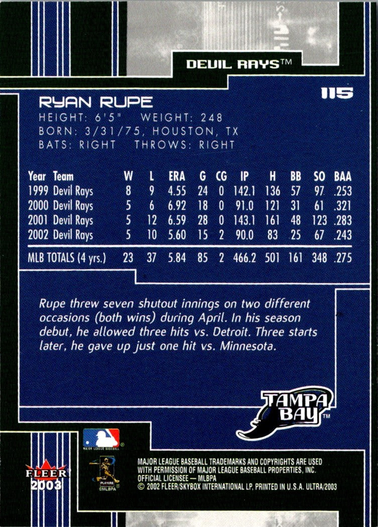 2003 Ultra Gold Medallion Ryan Rupe