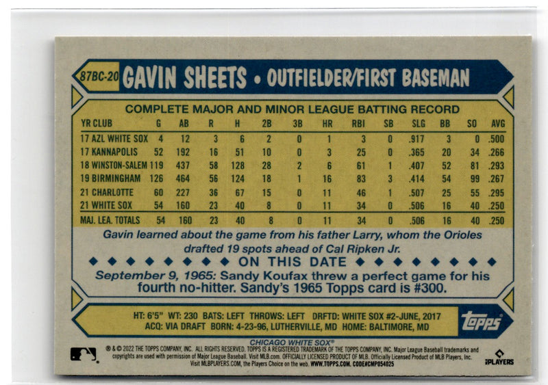 2022 Topps Chrome Gavin Sheets