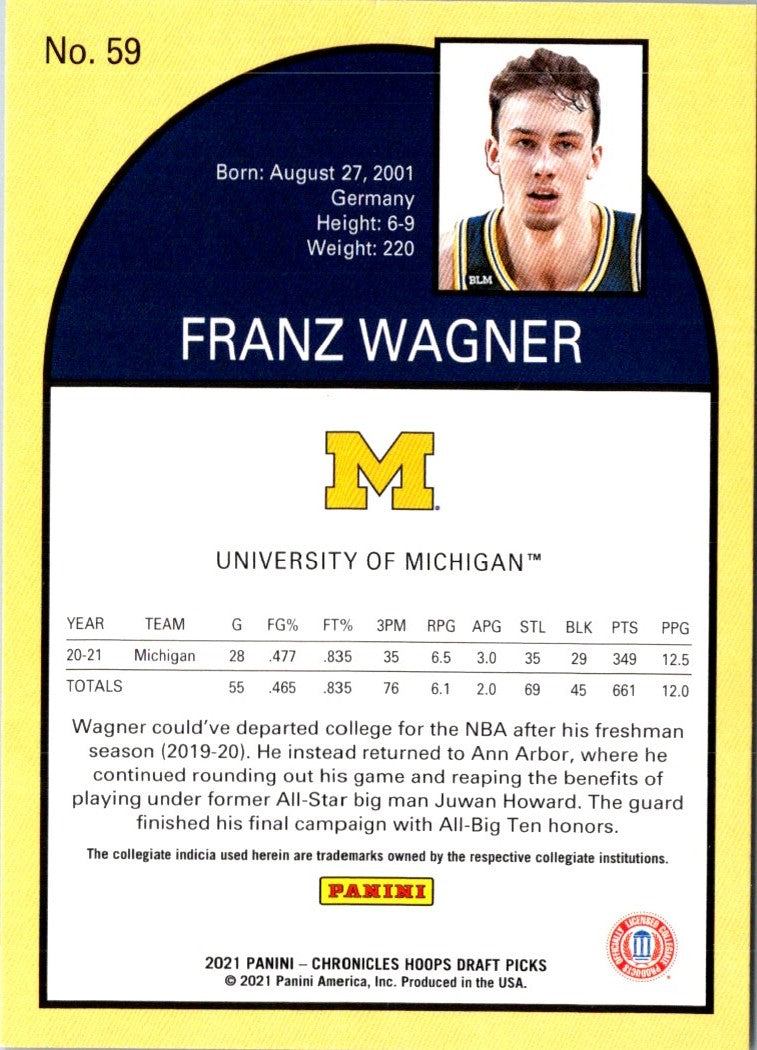 2021 Panini Chronicles Draft Picks Franz Wagner