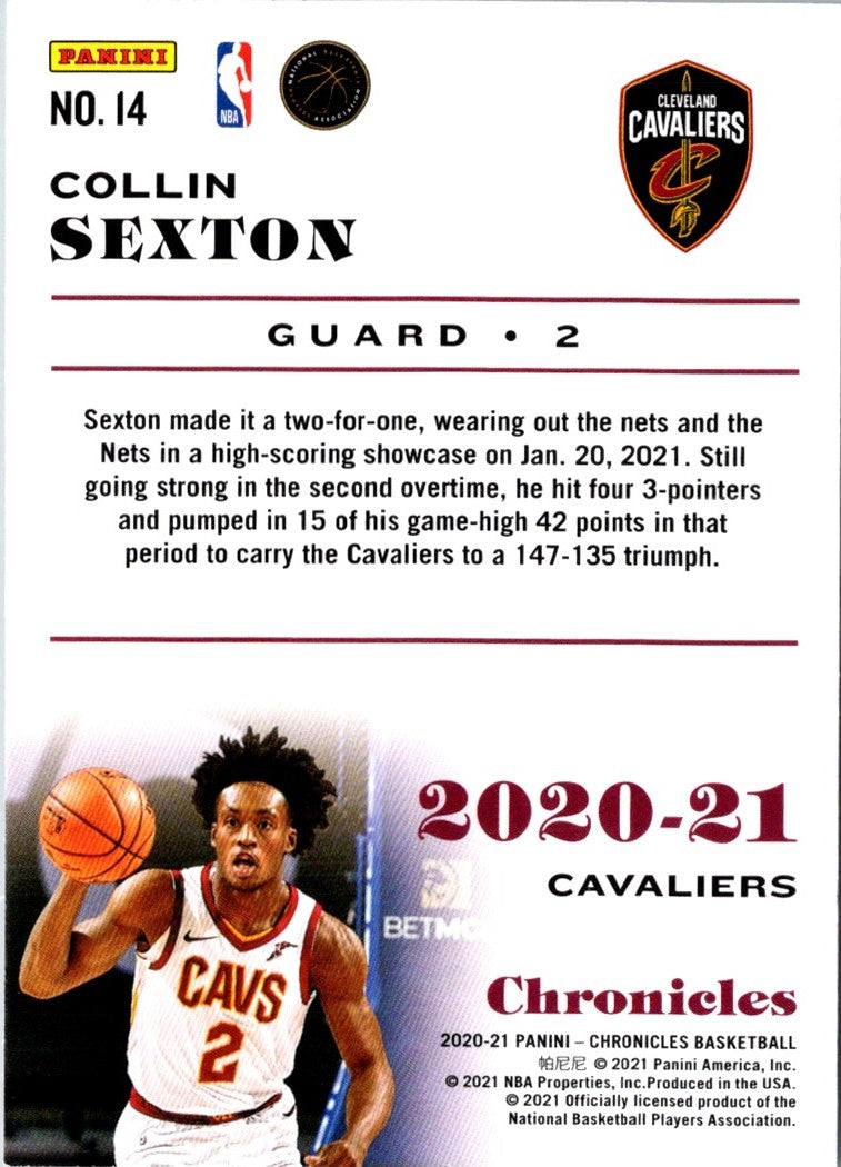 2020 Panini Chronicles Collin Sexton