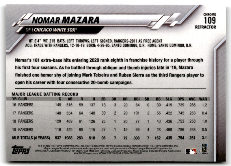 2020 Topps Chrome Nomar Mazara