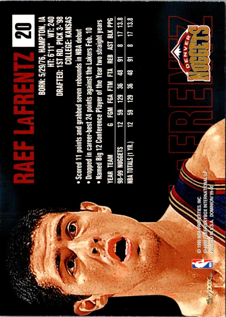 1999 SkyBox Dominion Raef LaFrentz