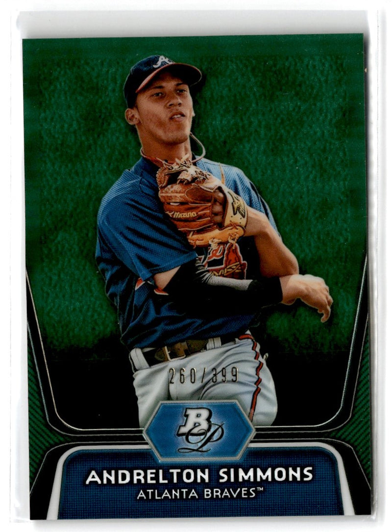 2012 Bowman Platinum Prospects Green Refractors Andrelton Simmons