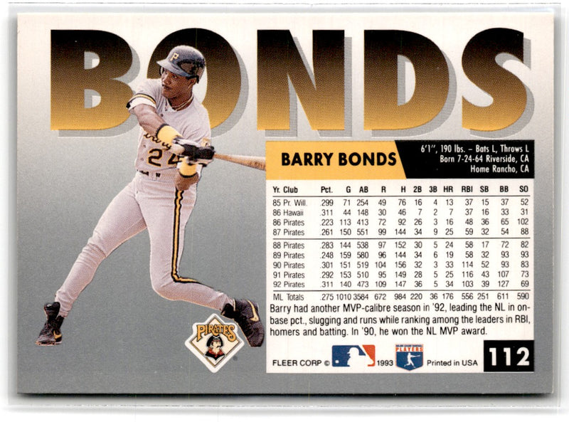 1993 Fleer Fruit of the Loom Barry Bonds