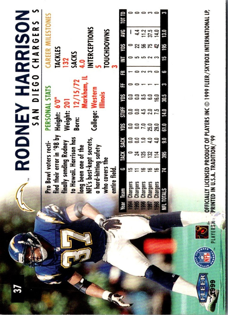 1999 Fleer Tradition Rodney Harrison