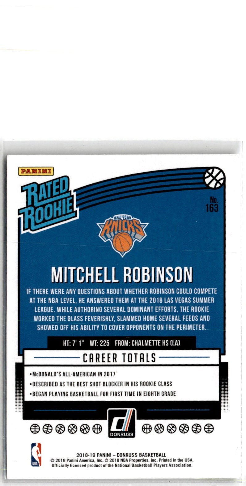 2018 Donruss Mitchell Robinson