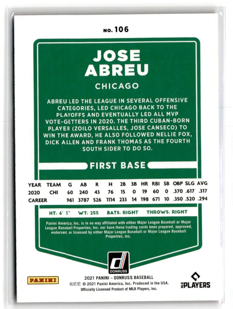 2021 Donruss Holo Red Jose Abreu