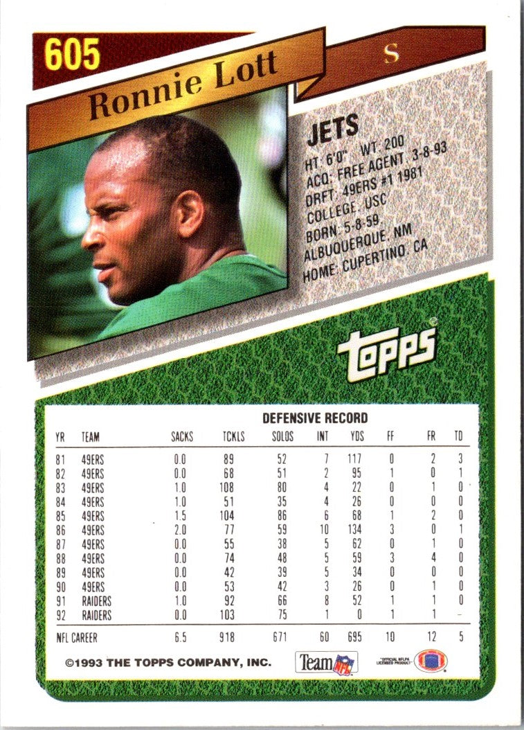 1993 Topps Ronnie Lott