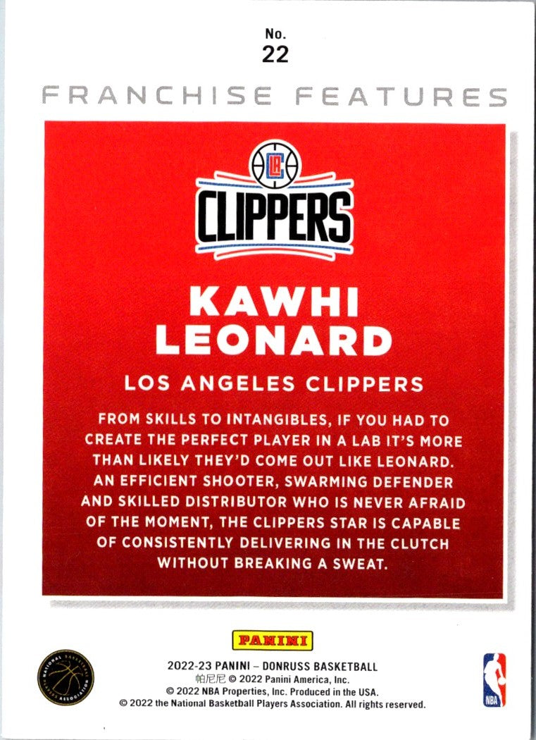 2022 Donruss Franchise Features Kawhi Leonard