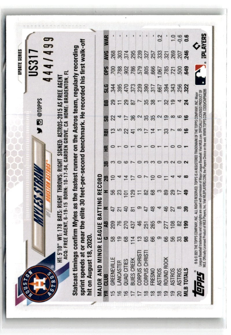 2021 Topps Update Green Foilboard Myles Straw