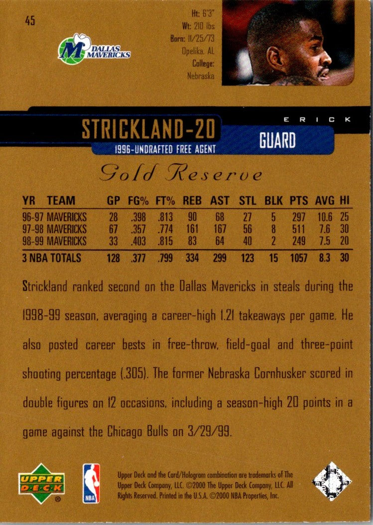 2001 Upper Deck Gold Reserve Strickland