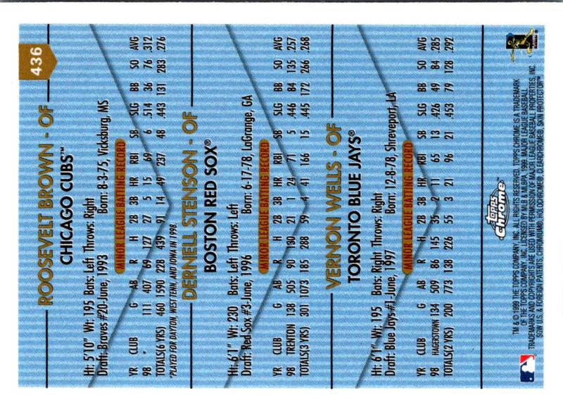 1999 Topps Chrome Roosevelt Brown/Dernell Stenson/Vernon Wells