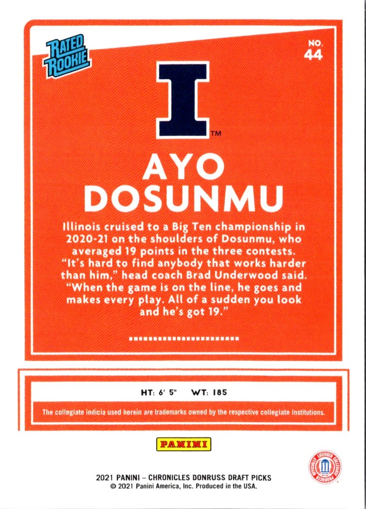 2021 Donruss Rated Rookies Ayo Dosunmu