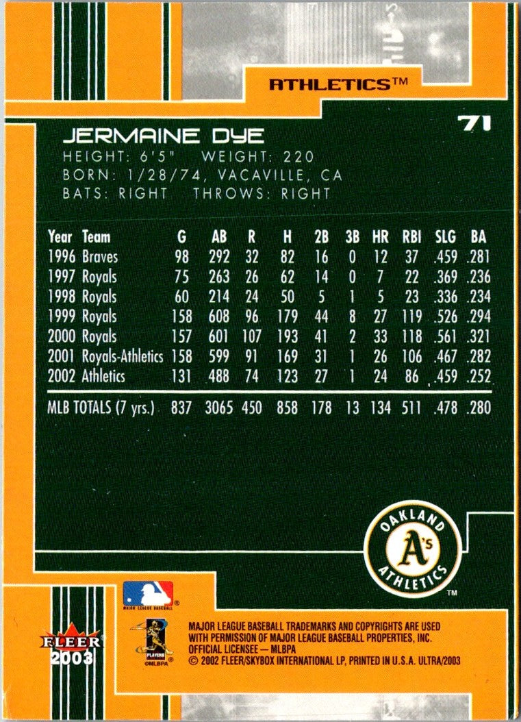 2002 Fleer E-X Jermaine Dye