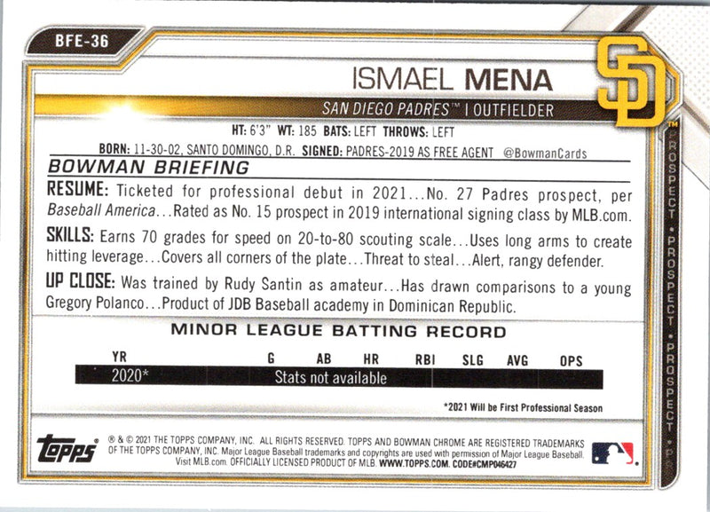 2021 Bowman 1st Edition Ismael Mena