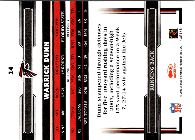 2006 Donruss Threads Warrick Dunn