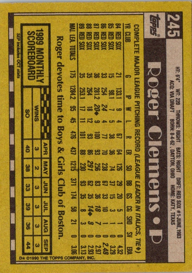 1990 Topps Roger Clemens