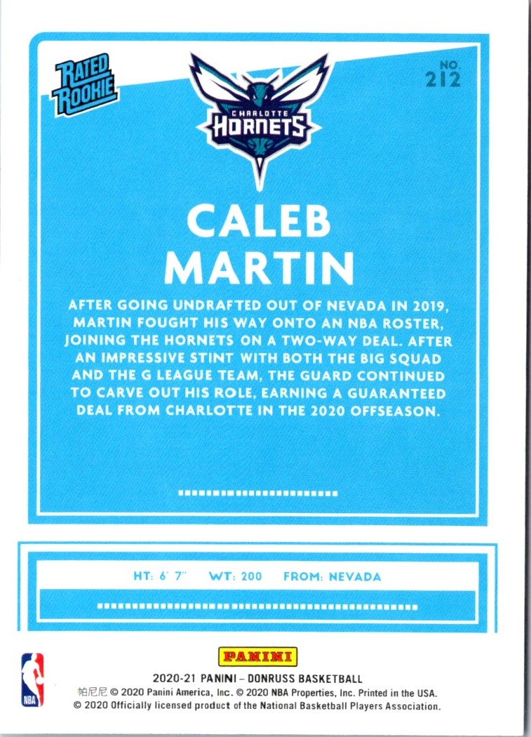 2020 Donruss Rated Rookies Caleb Martin