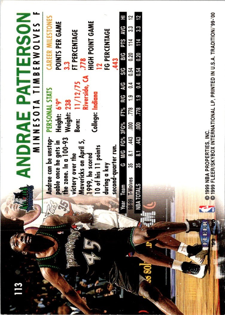 1999 Fleer Tradition Andrae Patterson
