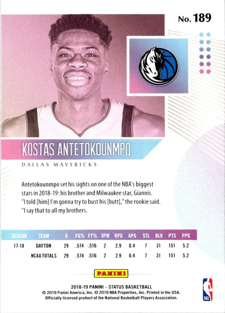 2018 Panini Status Kostas Antetokounmpo