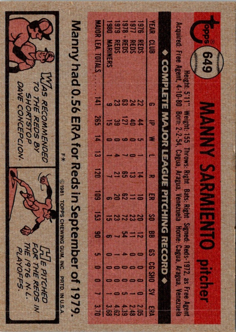 1981 Topps Manny Sarmiento