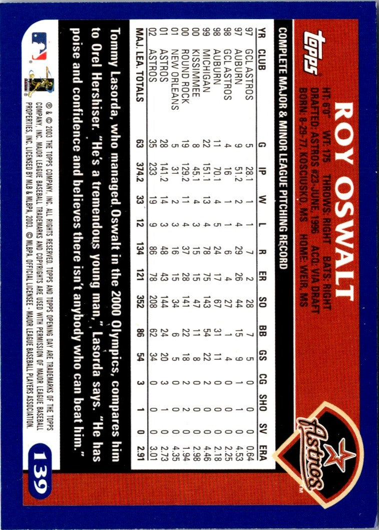 2003 Topps Opening Day Roy Oswalt