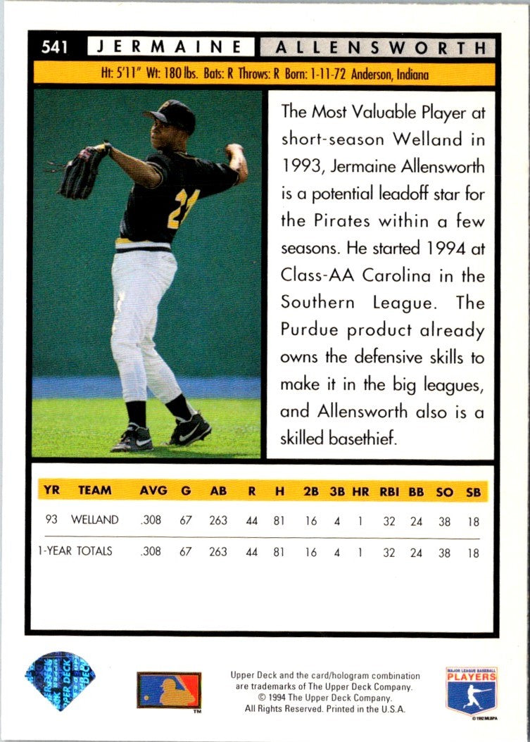 1994 Upper Deck Jermaine Allensworth