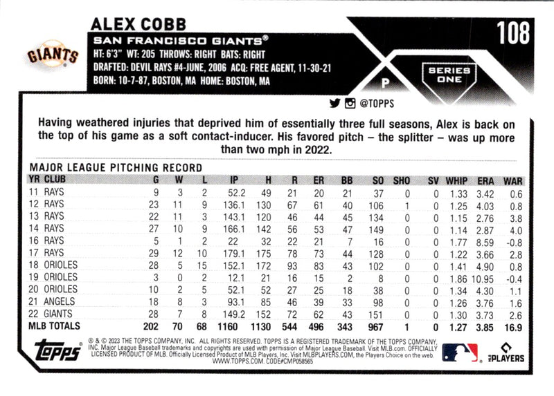 2023 Topps Alex Cobb