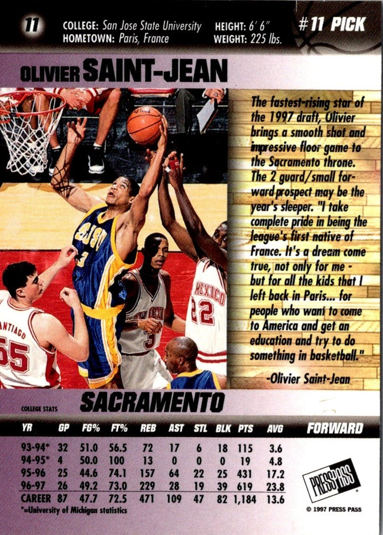 1997 Press Pass Double Threat Red Olivier Saint-Jean