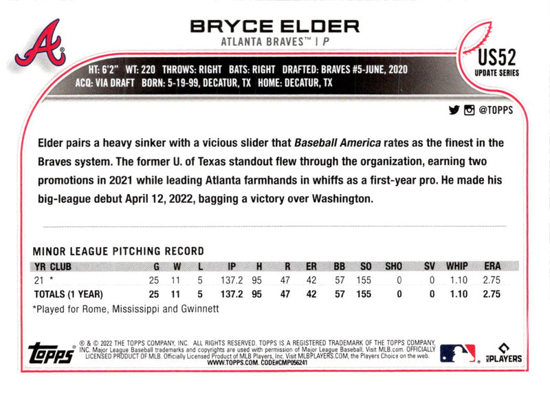 2022 Topps Update Bryce Elder