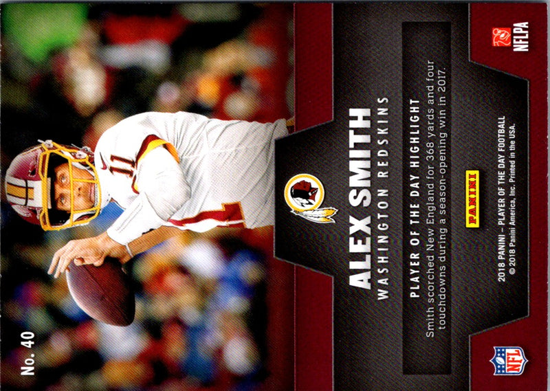 2018 Panini Player of the Day Alex Smith