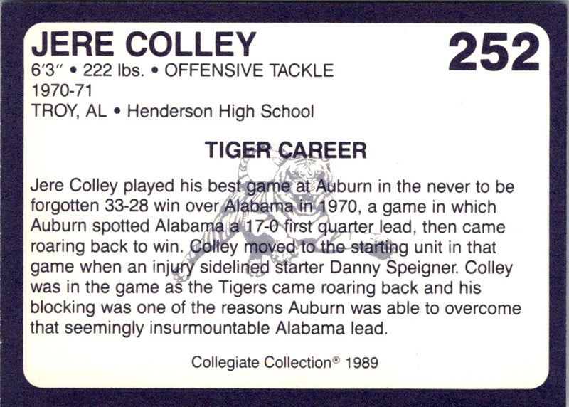 1989 Collegiate Collection Auburn Coke 580 Jere Colley