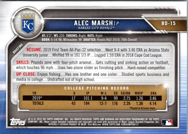 2019 Bowman Draft Alec Marsh