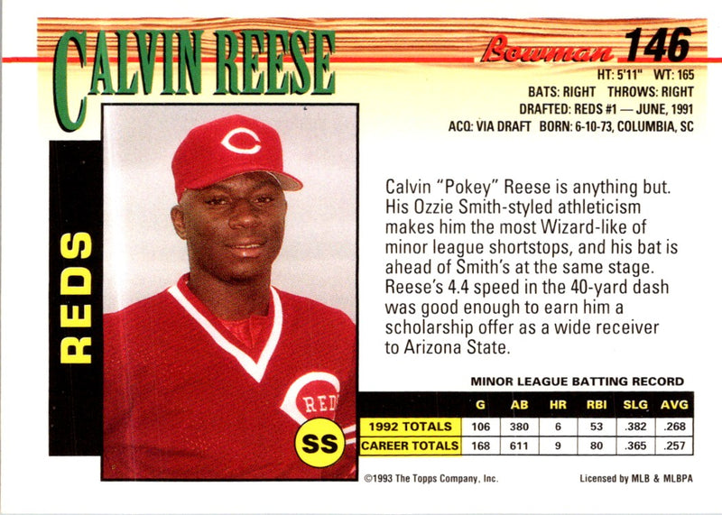 1993 Bowman Calvin Reese