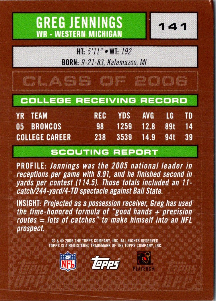 2006 Topps Draft Picks & Prospects Greg Jennings