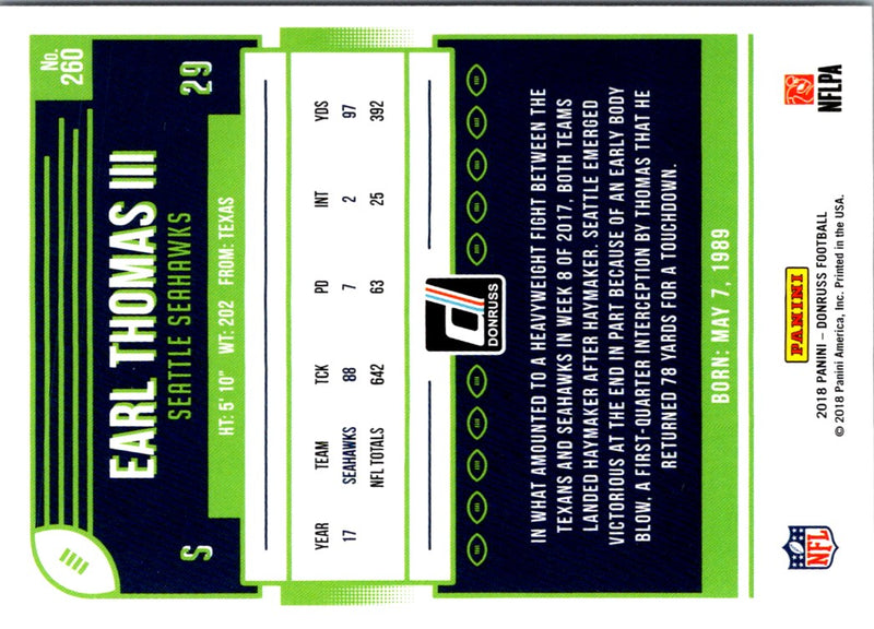 2018 Donruss Earl Thomas III