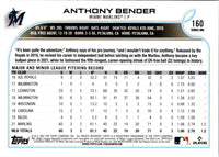 2022 Topps 1st Edition Anthony Bender #160 Rookie