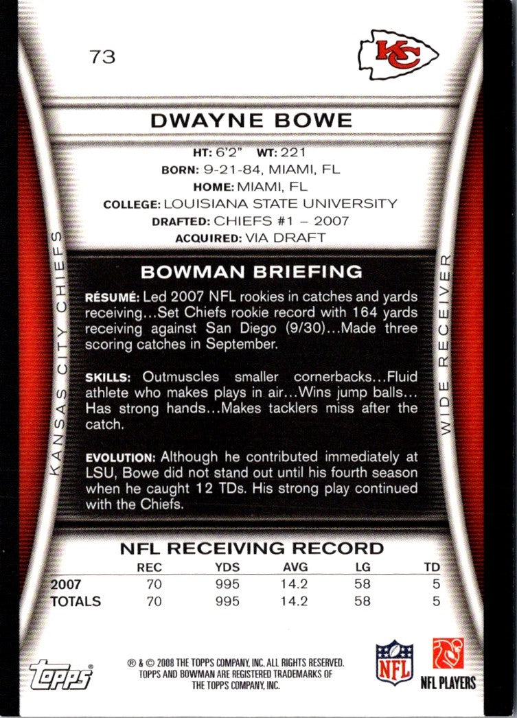 2008 Bowman Dwayne Bowe