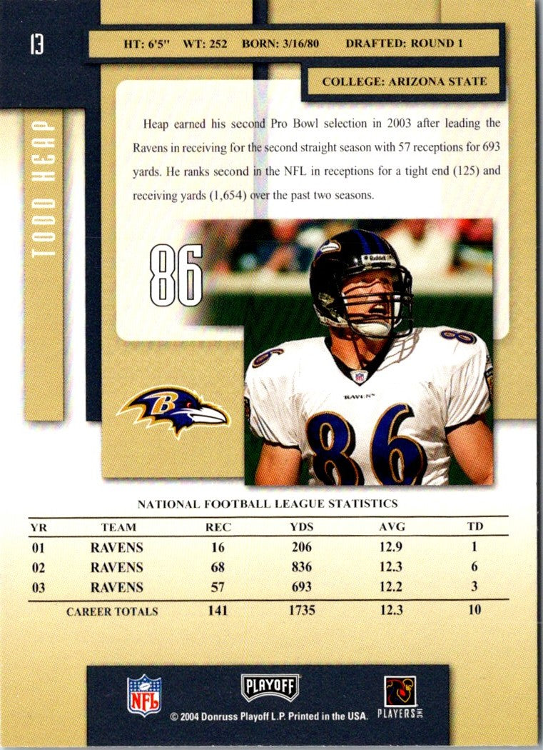 2004 Playoff Prestige Todd Heap