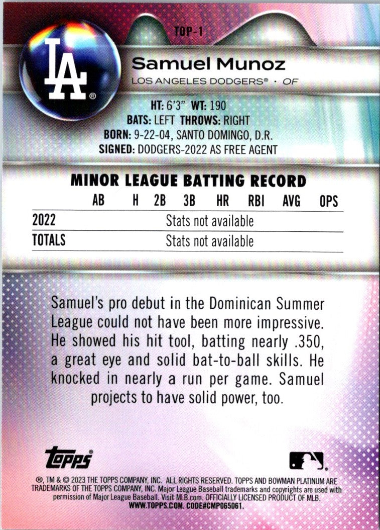 2023 Bowman Platinum Top Prospects Samuel Munoz