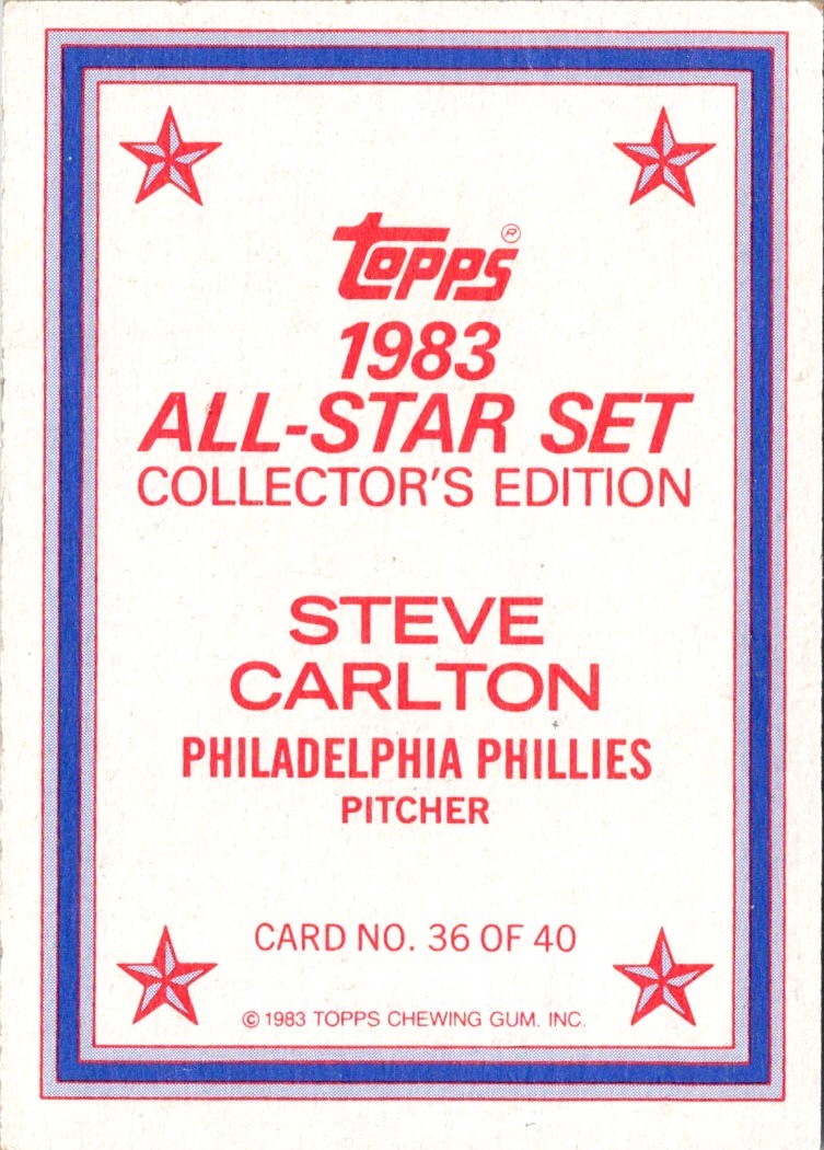 1983 Topps Glossy Send-Ins Steve Carlton