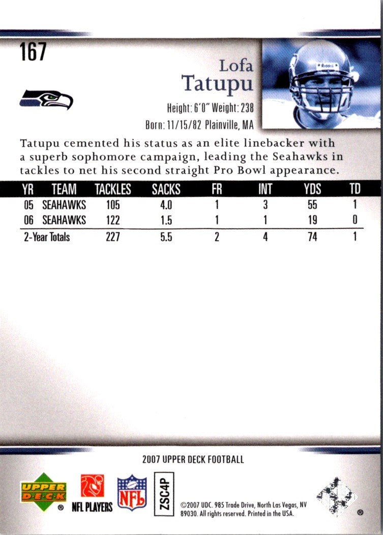 2007 Upper Deck Lofa Tatupu